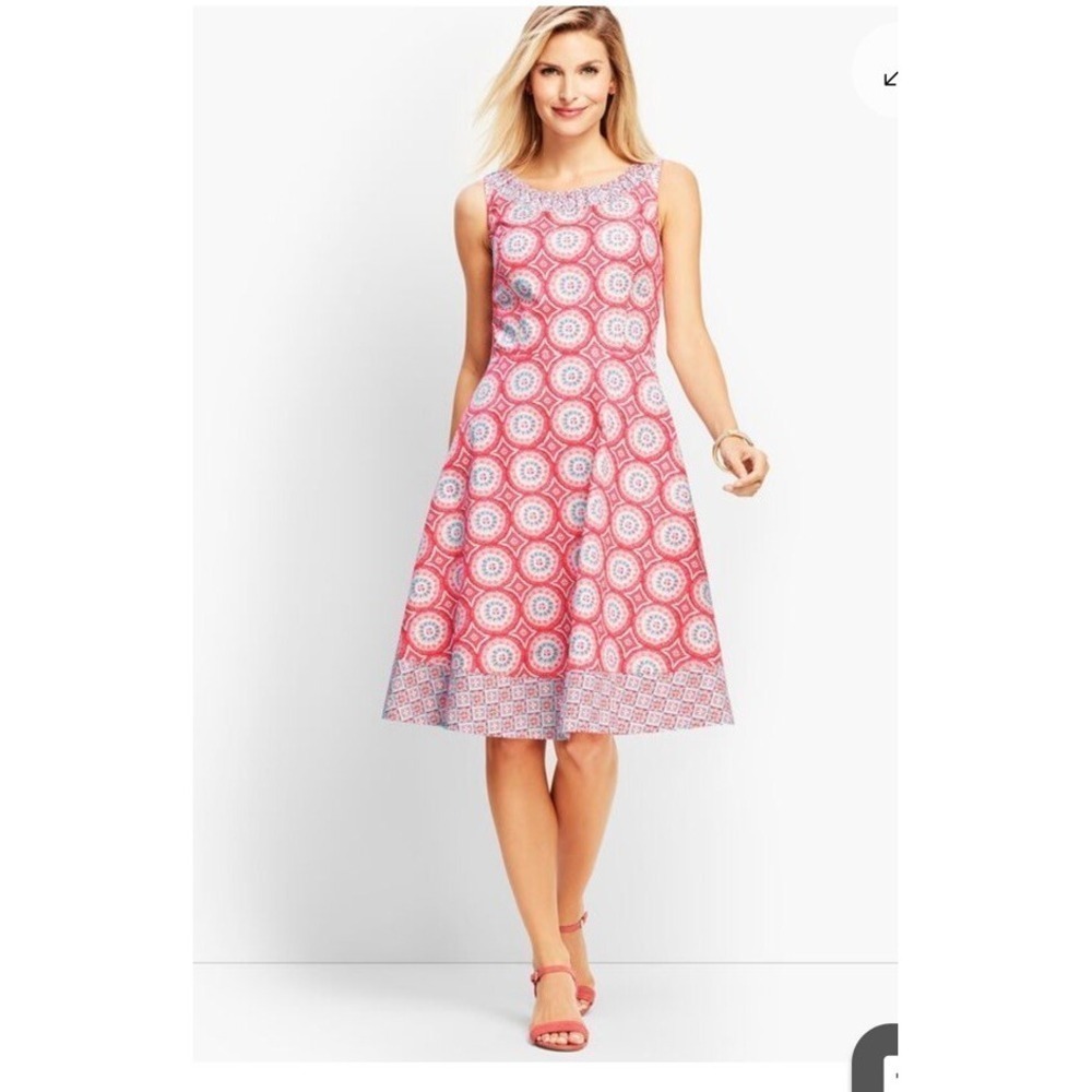 Talbots fit and flare medallion geo print Spring dress size 6